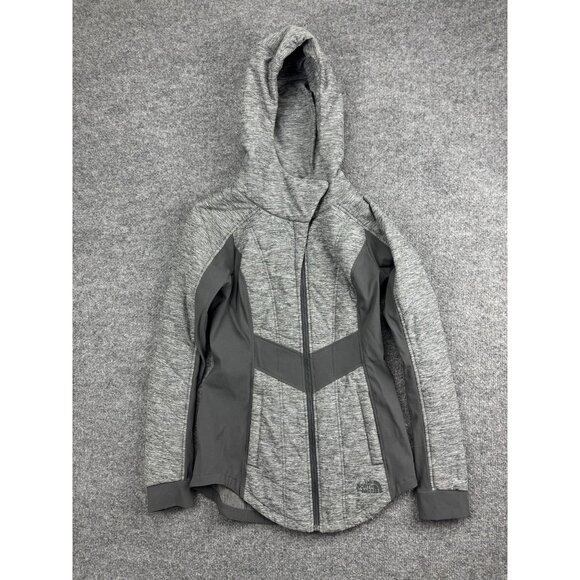The North Face Jacket Womens XS Gray Hooded Full Zip Hybrid Fleece Softshell TNF - Picture 1 of 8